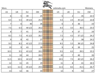 burberry london blue label size chart|burberry size chart uk.